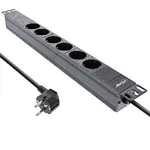 InLine® 19 Steckdosenleiste, 6-fach Schutzkontakt, ohne Schalter, 2m, schwarz 16415I