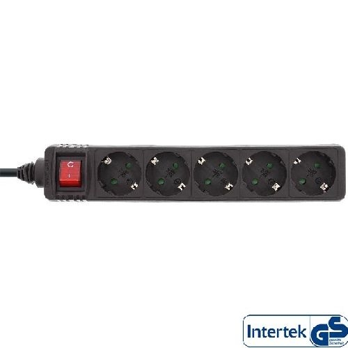 InLine® Steckdosenleiste, 5-fach Schutzkontakt, schwarz, 1,5m 16451D