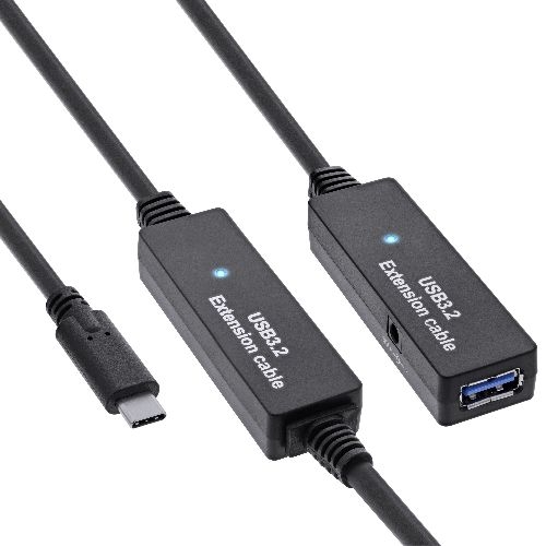 InLine® USB 3.2 Gen.1 Aktiv-Verlängerung, USB-C Stecker an USB-A Buchse, 15m 35656D