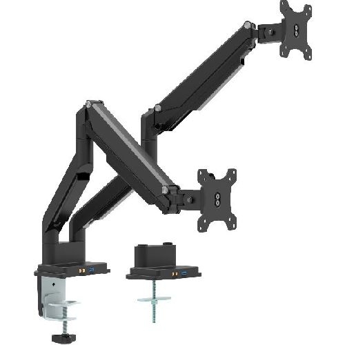 InLine® Tischhalterung mit Lifter &amp; USB/Audio, 2 Monitore bis 81cm (32),schwarz 23171B