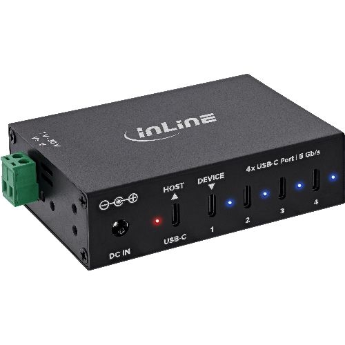 InLine® USB 3.2 Gen.1 Industrie-Hub, USB-C, 4-Port, mit Netzteil 35396D