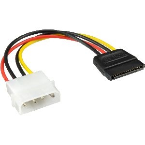 InLine® SATA Stromadapterkabel, 1x 13,34cm (5,25&quot;) BU an 15pol SATA ST, 0,15m 29670