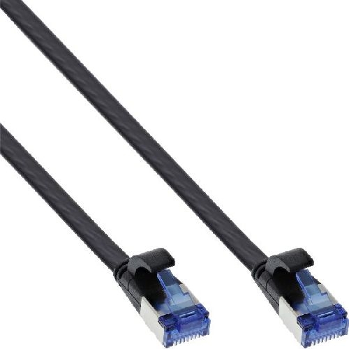 InLine® Patchkabel flach, U/FTP, Cat.6A, TPE halogenfrei, schwarz, 20m 75720S