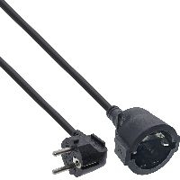 InLine® Strom-Verlängerung Schutzkontakt Stecker gewinkelt/Buchse, schwarz, 15m 16410X