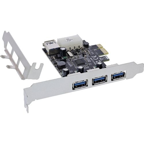 InLine® PCIe Karte, 3x+1x USB 3.2 Gen.1, Molex kompatibler 4pol Stromanschluss 76662D