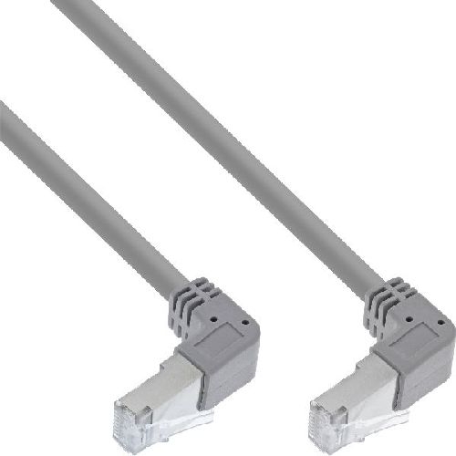 InLine® Patchkabel 2-seitig unten gewinkelt, S/FTP, Cat.6, 250MHz, grau, 2,90m S-76602U-2.90