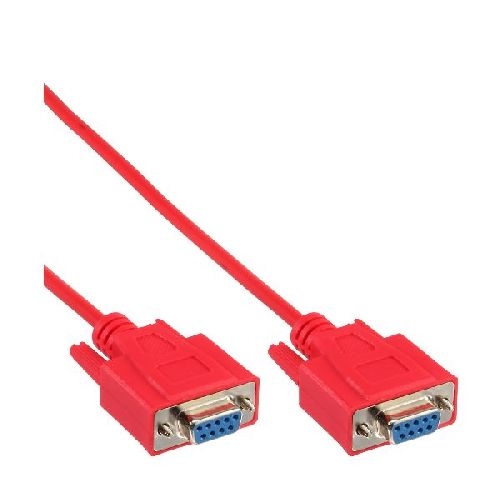 InLine® Nullmodemkabel, 9pol Buchse / Buchse, vergossen, rot, 2m 12222B