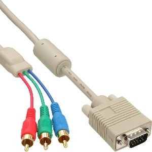InLine® VGA RGB Kabel, VGA Stecker an 3x Cinch Stecker, 2m 17202