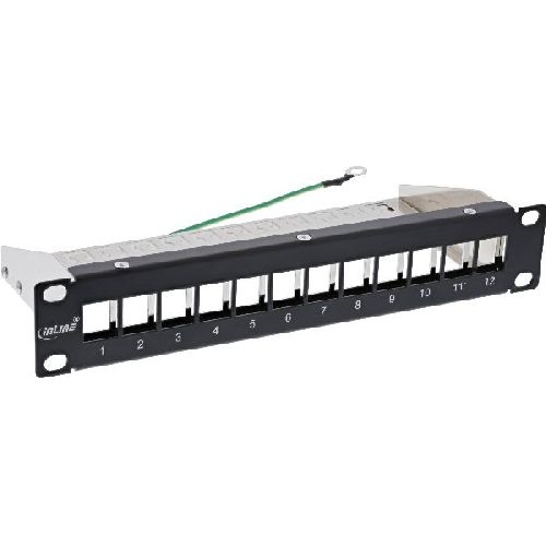 InLine® 10 Patchpanel Leerblech 12x, für Keystone Module, 1HE, RAL9005 schwarz 19109C