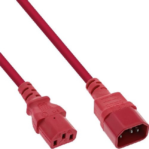 InLine® Kaltgeräteverlängerung, C13 auf C14, rot, 1m 16501R