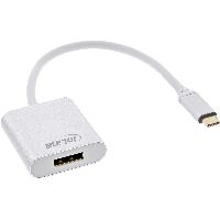 InLine® USB Display Konverter, USB-C Stecker zu DisplayPort Buchse (DP Alt Mode), 4K/60Hz, silber, 0