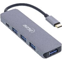 InLine® USB 3.2 USB-C Multi Hub (4x USB-A 5Gb/s + USB-C (Data/PD 87W), OTG, Aluminiumgehäuse 33271L