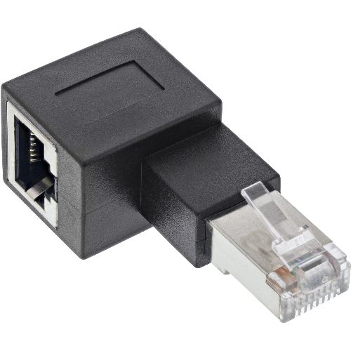 InLine® Patchkabel-Adapter Cat.6A, RJ45 Stecker/Buchse, 90° nach links gewinkelt 69991D