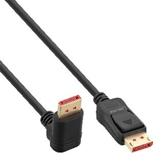 InLine® DisplayPort 1.4 Kabel, 8K4K, nach unten gewinkelt, schwarz/gold, 1m 17151U