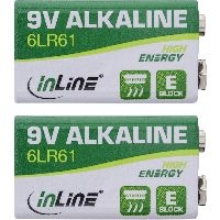 InLine® Alkaline High Energy Batterie, 9V Block 6LR61, 2er Pack 01299