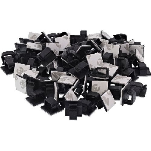 100er Pack InLine® Kabelmanager Klebesockel M, Nylon, 3M-Klebepad, schwarz 59971G