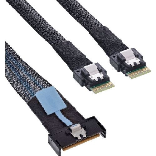 InLine® MCIO Kabel, MCIO x8 Stecker zu 2x 4i SFF-8654 Stecker, 0,75m 27663B