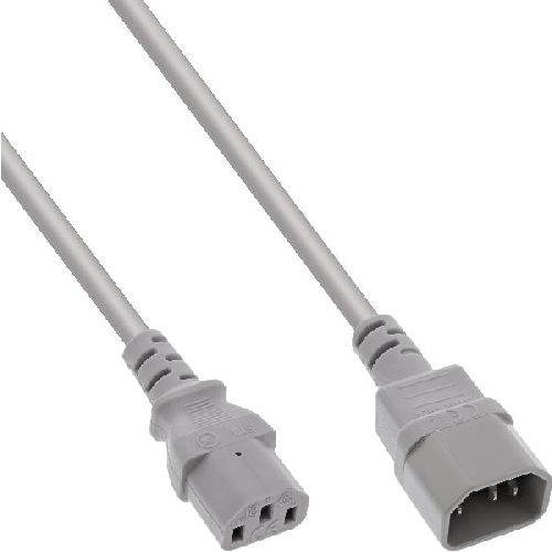 InLine® Kaltgeräteverlängerung, C13 auf C14, grau, 0,3m 16503A