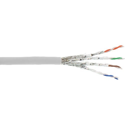 InLine® Patchkab., S/FTP (PiMf), Cat.6A, 500MHz, halogenfrei, Kupfer, weiß, 100m 76899W