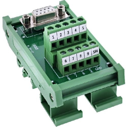 InLine® D-Sub 9 Terminalblock, Buchse, Schraubklemme, Hutschiene 92501K