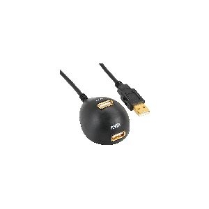 InLine® USB 2.0 Verlängerung, ST / BU, Typ A, schwarz, mit Standfuss, 2m 34652