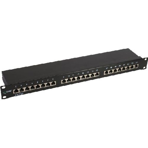 InLine® Patchfeld Cat.5e 24-fach, 48,26cm (19), 1HE, schwarz, RAL9005 74224B