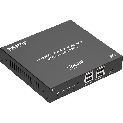 InLine® KVM Extender over IP, HDMI 4K/60Hz, 100m, Empfänger (RX) 57886H