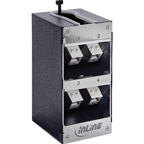 InLine® Cat.6A Keystone-Verteilerkasten, Wand-/Hutschiene, STP, 4 Port 76203N