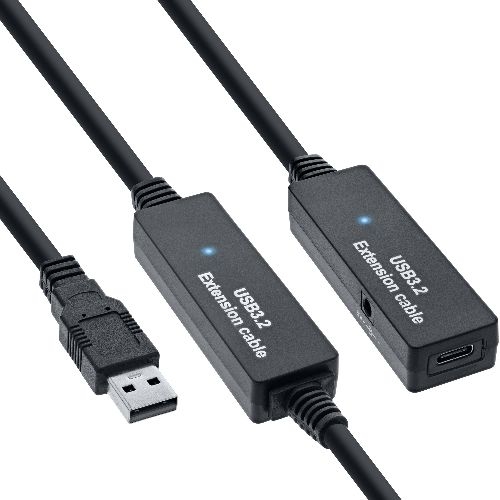 InLine® USB 3.2 Gen.1 Aktiv-Verlängerung, USB-A Stecker an USB-C Buchse, 10m 35655B