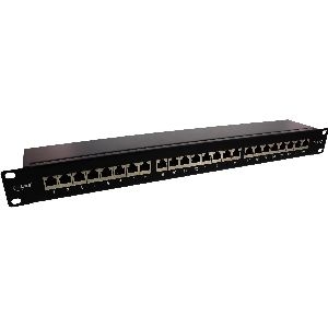 InLine® Patchfeld Cat.6A 24-fach 19&quot; 1HE schwarz RAL 9005 76824S