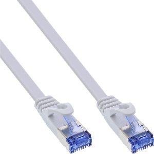 InLine® Patchkabel flach, U/FTP, Cat.6A, weiß, 0,5m 71855W