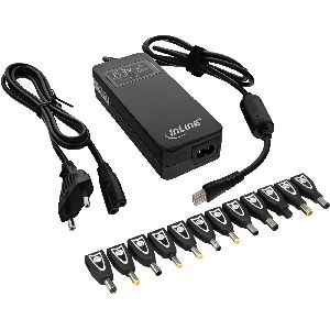 InLine® Universal Notebook-Netzteil mit Farbdisplay, schwarz, 12 Wechselstecker 26618S
