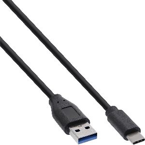 100er Bulk-Pack InLine® USB 3.2 Kabel, USB-C an A Stecker, schwarz, 1m B-35711