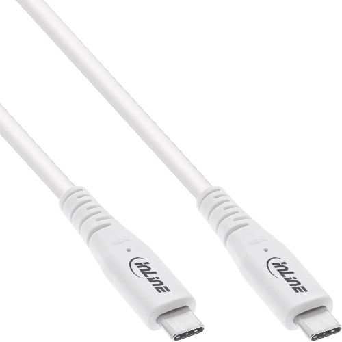 InLine® USB4 Kabel, USB-C ST/ST, PD 240 W, 8K60Hz, TPE, Weiß, 1,50 m 35904W