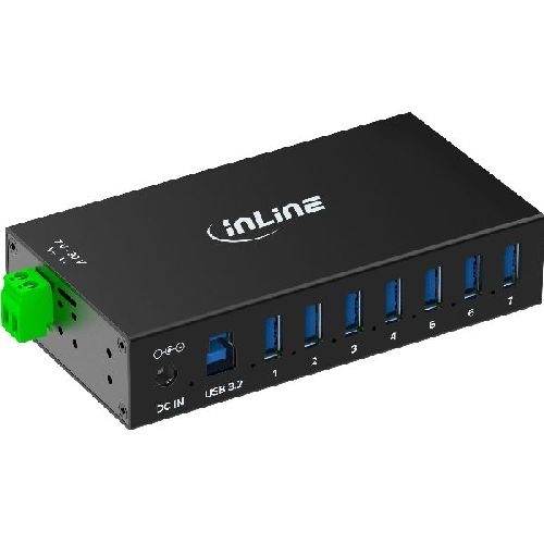InLine® USB 3.2 Gen.1 Industrie-Hub, 7 Port, Aluminiumgehäuse, mit Netzteil 35396B