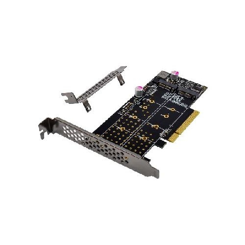 InLine® PCIe Karte zu 2x intern NVMe M.2 Key M – Bifurcation, PCIe x8 76660N