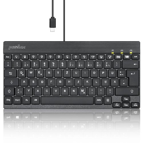 Perixx PERIBOARD-426C DE, kabelgebundene USB-C Mini Tastatur mit flachen Tasten 57150S