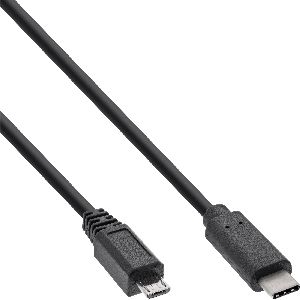 InLine® USB 2.0 Kabel, USB-C Stecker an Micro-B, schwarz, 0,5m 35746