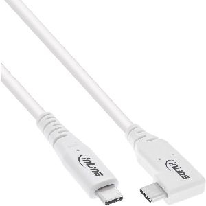 InLine® USB4 Kabel, USB-C, einseitig gewinkelt, PD 240W, 8K60Hz, TPE, weiß, 2m 35912W