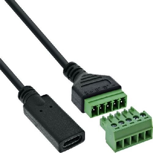 InLine® USB-C Buchse an Terminalblock, 5-polig, mit Kabel 92504F