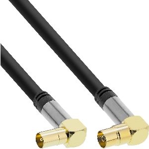 InLine® Premium Antennenkabel gewinkelt, 4x geschirmt, &gt;110dB, schwarz, 10m 69210G