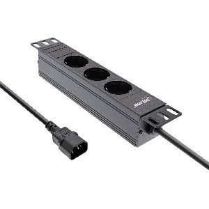 InLine® 10 Steckdosenleiste, 3-fach Schutzkontakt, C14 Anschluss, ohne Schalter 16421I