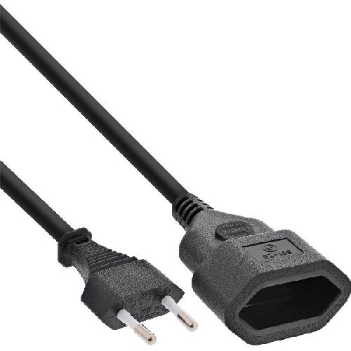 InLine® Euro-Verlängerung, Eurostecker an Eurokupplung, schwarz, 0,2m 16680S