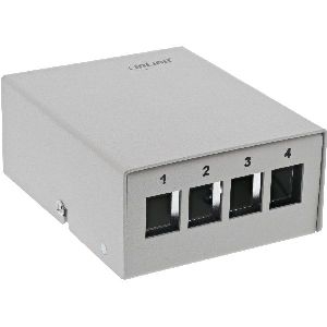 InLine® Patchfeld-Dose Aufputz für 4x Keystone RJ45, Metall, lichtgrau RAL7035 76264