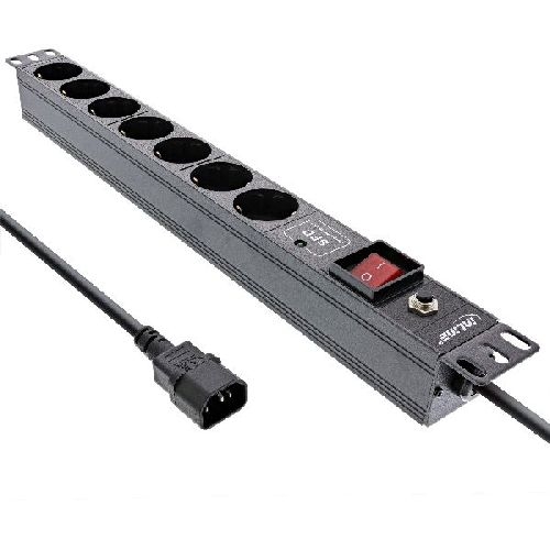 InLine® 19 Steckdosenleiste, 7-fach Schutzkontakt, C14, ÜSS, Überlastschutz 16427S