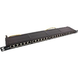 InLine® Patchfeld Cat.6A 24-fach 19&quot; 0,5HE schwarz RAL9005 76824F