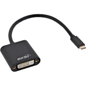 InLine® USB Display Konverter, USB-C Stecker zu DVI Buchse, schwarz 64103B