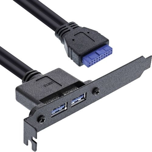 InLine® Slotblech USB 3.2 Gen.1, 2x USB-A Buchse auf intern Mainboard 0,5m 33390C