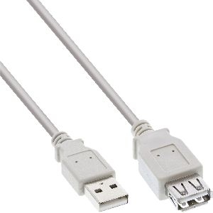 InLine® USB 2.0 Verlängerung, Stecker / Buchse, Typ A, beige, 0,3m 34633