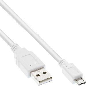 InLine® Micro-USB 2.0 Kabel, USB-A Stecker an Micro-B Stecker, weiß, 0,5m 31705W